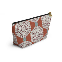 Lace Hexagon Accessory Pouch w T-bottom in Orange